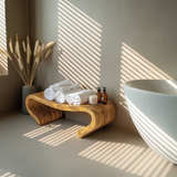 Modern Organic Curved Shower Bench Sculptural For Bathroom