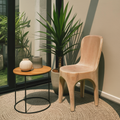 Sculptural Solid Wood Chair With Curved Seat For Garden Or Indoor Decor