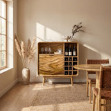 Contemporary Wine Storage Cabinet Natural Wood For Living Room