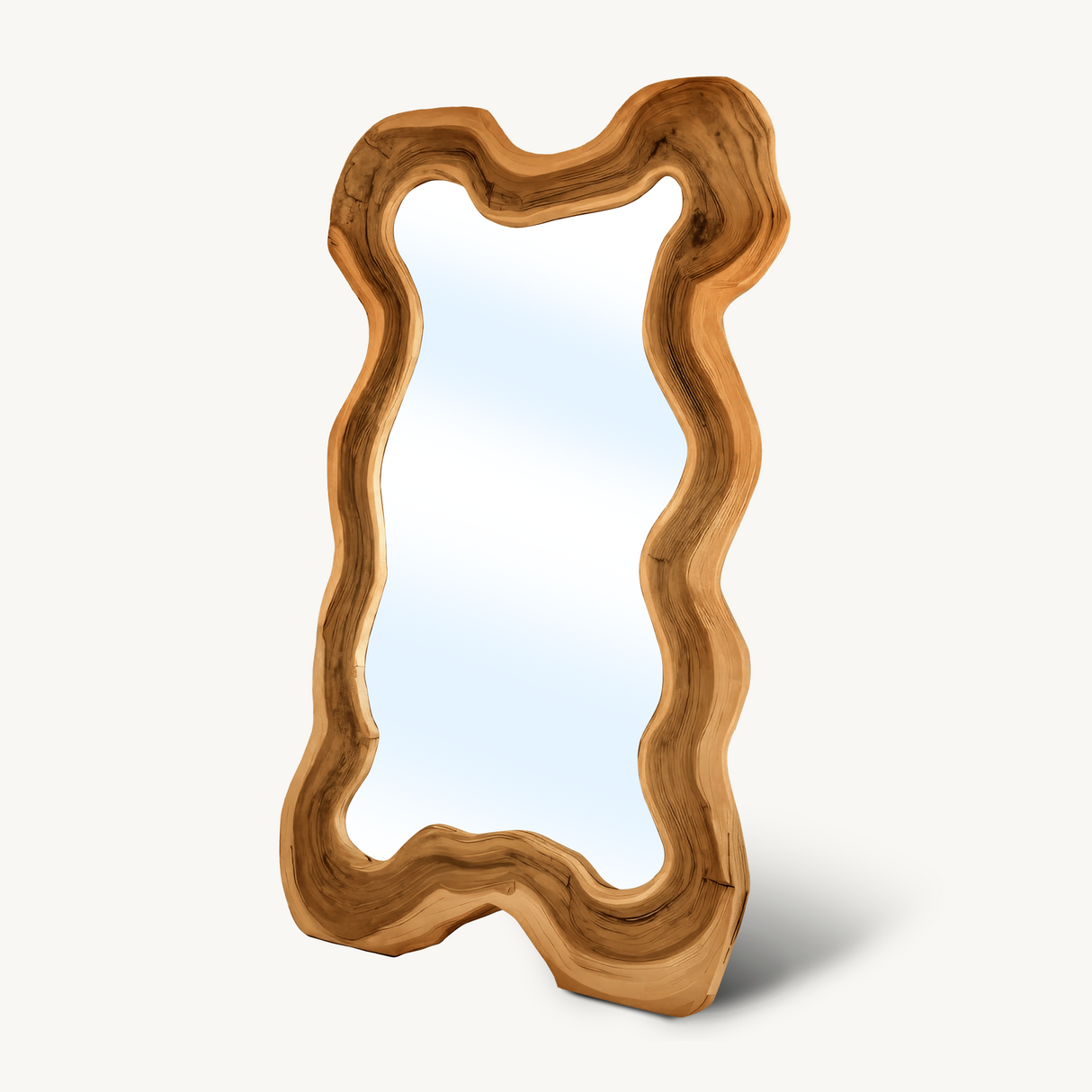Organic Full Length Mirror With Wavy Frame For Entryway Bedroom And Living Room