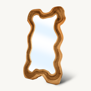 Organic Full Length Mirror With Wavy Frame For Entryway Bedroom And Living Room