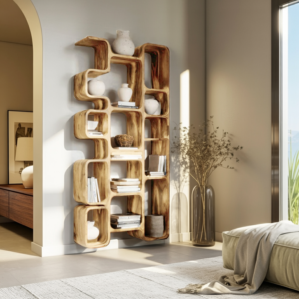 Modern Bookshelf With Integrated Compartments For Living Room