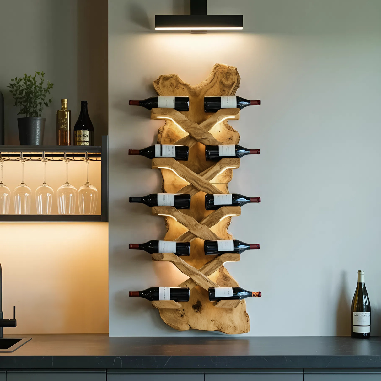 Handcrafted Solid Wood Wine Rack For Bar Decor And Storage