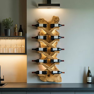 Handcrafted Solid Wood Wine Rack For Bar Decor And Storage