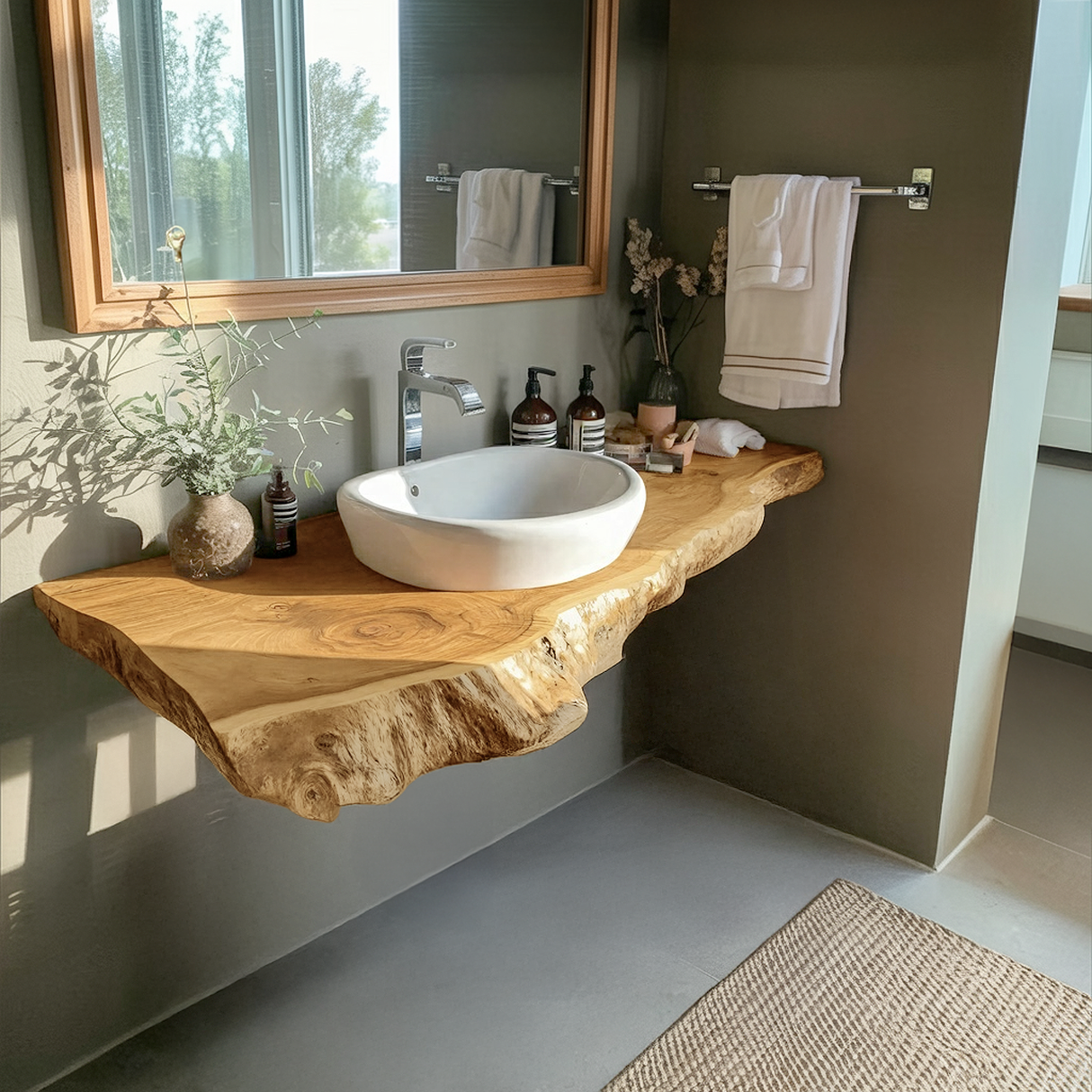 Farmhouse Bathroom Vanity In Solid Wood With Shelf