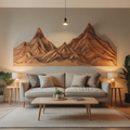 Rustic Mountain Wall Art Sculpture Hand Carved For Bedroom And Living Room