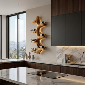 Modern Wall Mounted Wine Rack Natural Wood For Kitchen