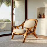 Handcrafted Wooden Accent Chair For Living Room