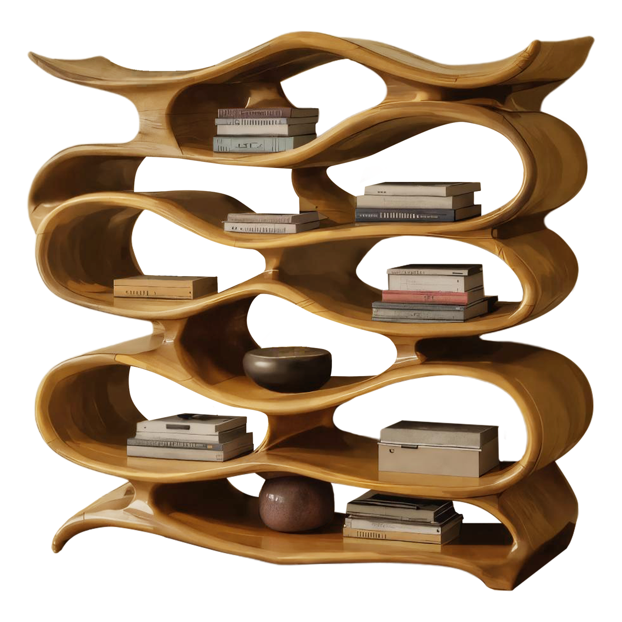 Sculptural Bookshelf Cabinet For Living Room And Office