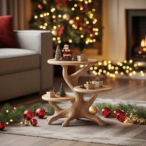 Farmhouse Round End Table For Living Room Decor Holiday Home Accent