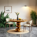 Modern Round Dining Table With Geometric Base For Kitchen And Dining Room