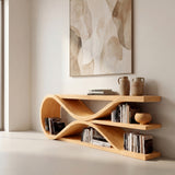 Contemporary Curved Wooden Console Table For Living Room