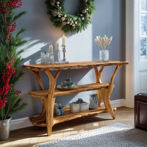 Modern Wooden Live Edge Console Table For Furniture Decor Xmas Collection