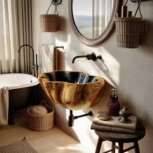 Mid Century Solid Wood Wash Basin For Custom Furniture Decor Design