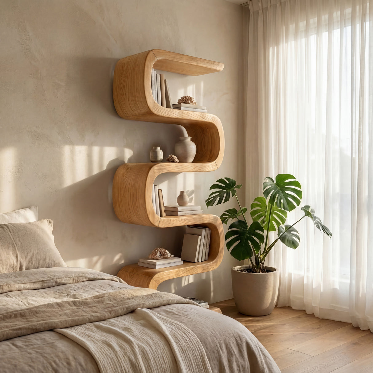 Modern Wooden Standing Shelf For Living Room Decor
