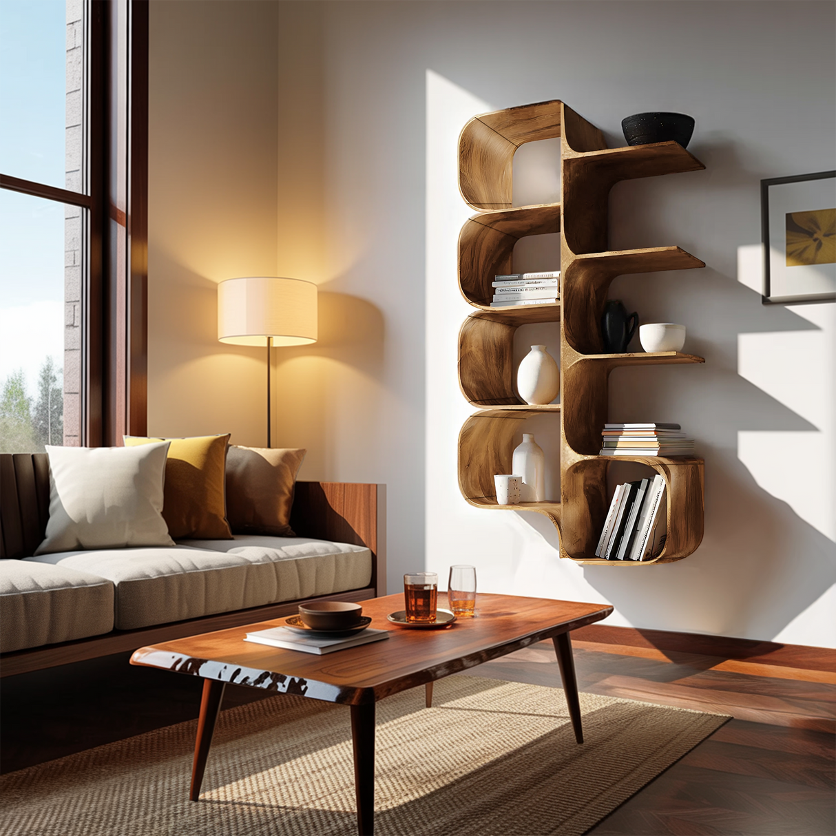 Minimalist Wooden Kitchen Display Shelf For Pantry Organizer
