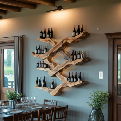 Farmhouse Wine Rack For Kitchen Wine Bottle Shelf