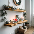 Mid Century Solid Wood Floating Shelf For Xmas Entryway Organization
