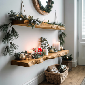 Mid Century Solid Wood Floating Shelf For Xmas Entryway Organization