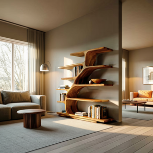 Organic Modern Bookshelf With Flowing Curves For Home Decor