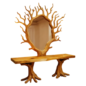 Artistic Tree Shaped Mirror And Console Table For Entryway