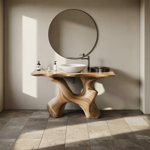 Rustic Solid Wood Vanity For Handmade Bathroom Look