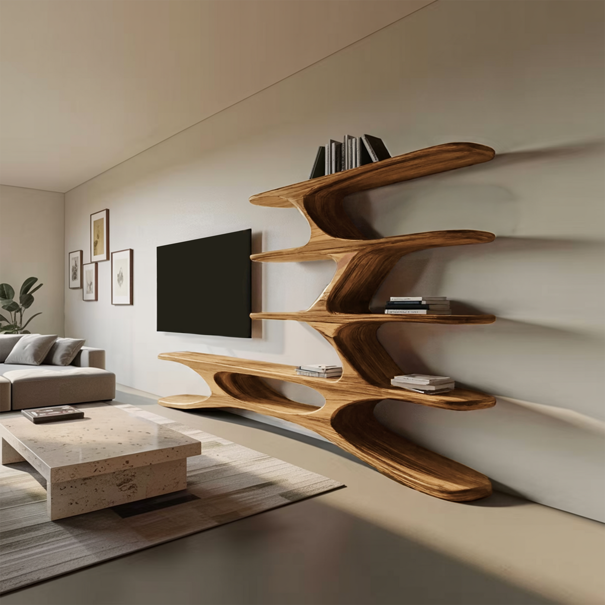 Organic TV Cabinet Branches Design For Contemporary Home Decor