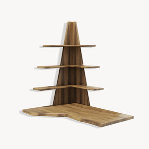 Modern Floating Corner Desk With Tree Shelves For Home Office And Apartment