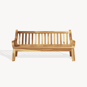 Contemporary Outdoor Wooden Bench With Curved Armrests For Garden Or Porch