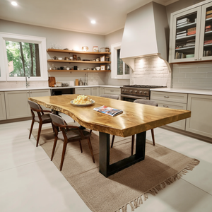 Furniture Decor Modern Solid Wood Dining Table Sleek Edge