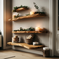 Handcrafted Solid Wood Floating Shelf For Holiday Living Room Design