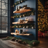 Mid Century Solid Wood Floating Shelf For Bedroom Xmas Decor