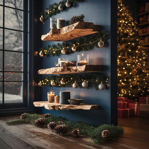 Mid Century Solid Wood Floating Shelf For Bedroom Xmas Decor