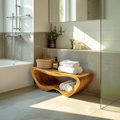 Minimalist Organic Shower Bench For Bathroom Or Spa