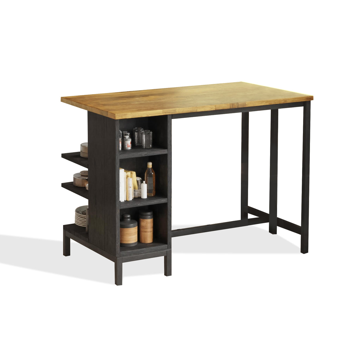Industrial Kitchen Bar Table With Metal Legs For Apartment Dining