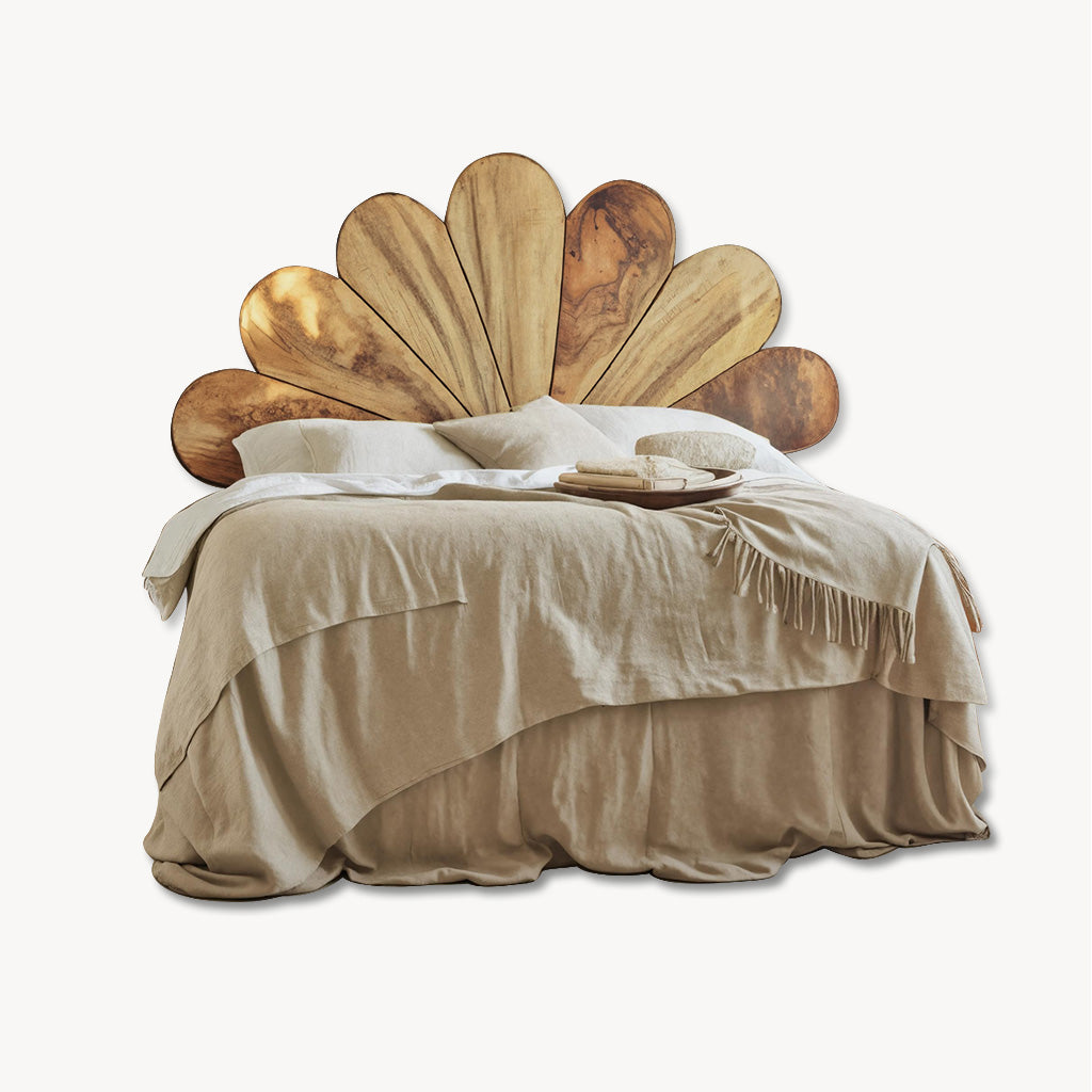 Boho Flower Petal Headboard Bed For Queen And King Bedroom