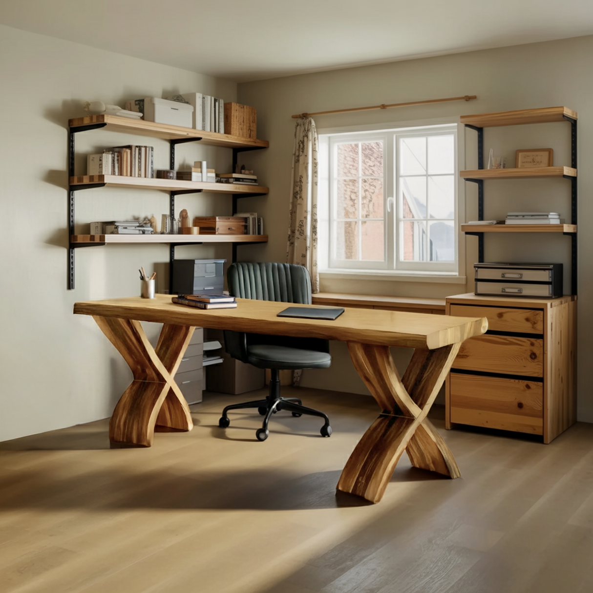 Mid Century Solid Wood Desk For Small Room Home Office