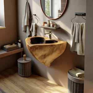 Mid Century Solid Wood Vanity Sink For Modern Bathroom Furniture Decor