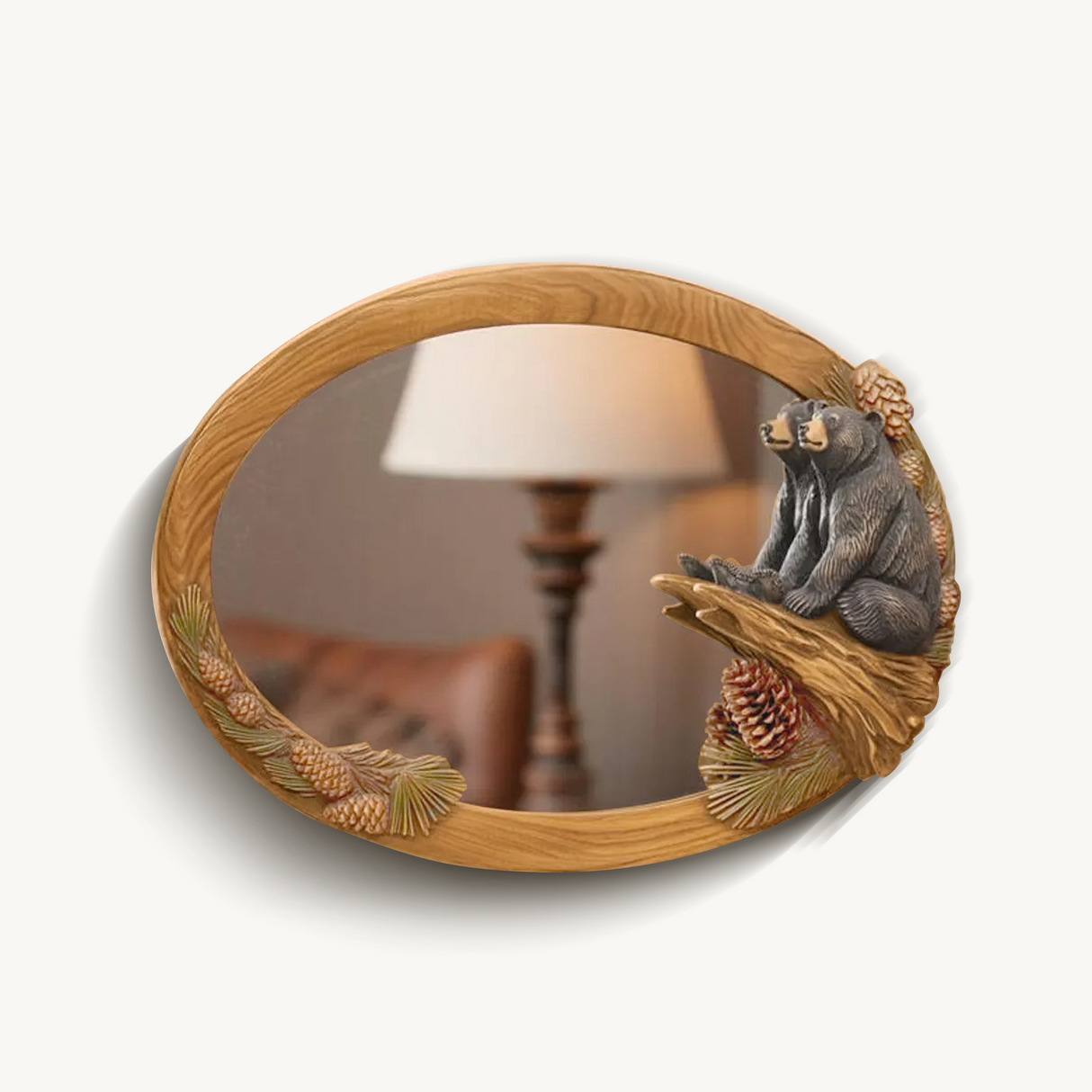 Rustic Bear Mirror Wall Decor For Cozy Cabin Entryway