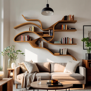 Modern Sculptural Wall Bookshelf For Living Room