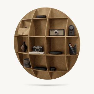 Modern Round Wall Mounted Shelf With Compartments For Living Room Office And Entryway