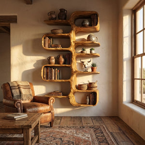 Scandinavian Wooden Wall Shelf For Home Interior Decor