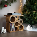 Farmhouse Solid Wood Record Stand For Rustic Christmas Home