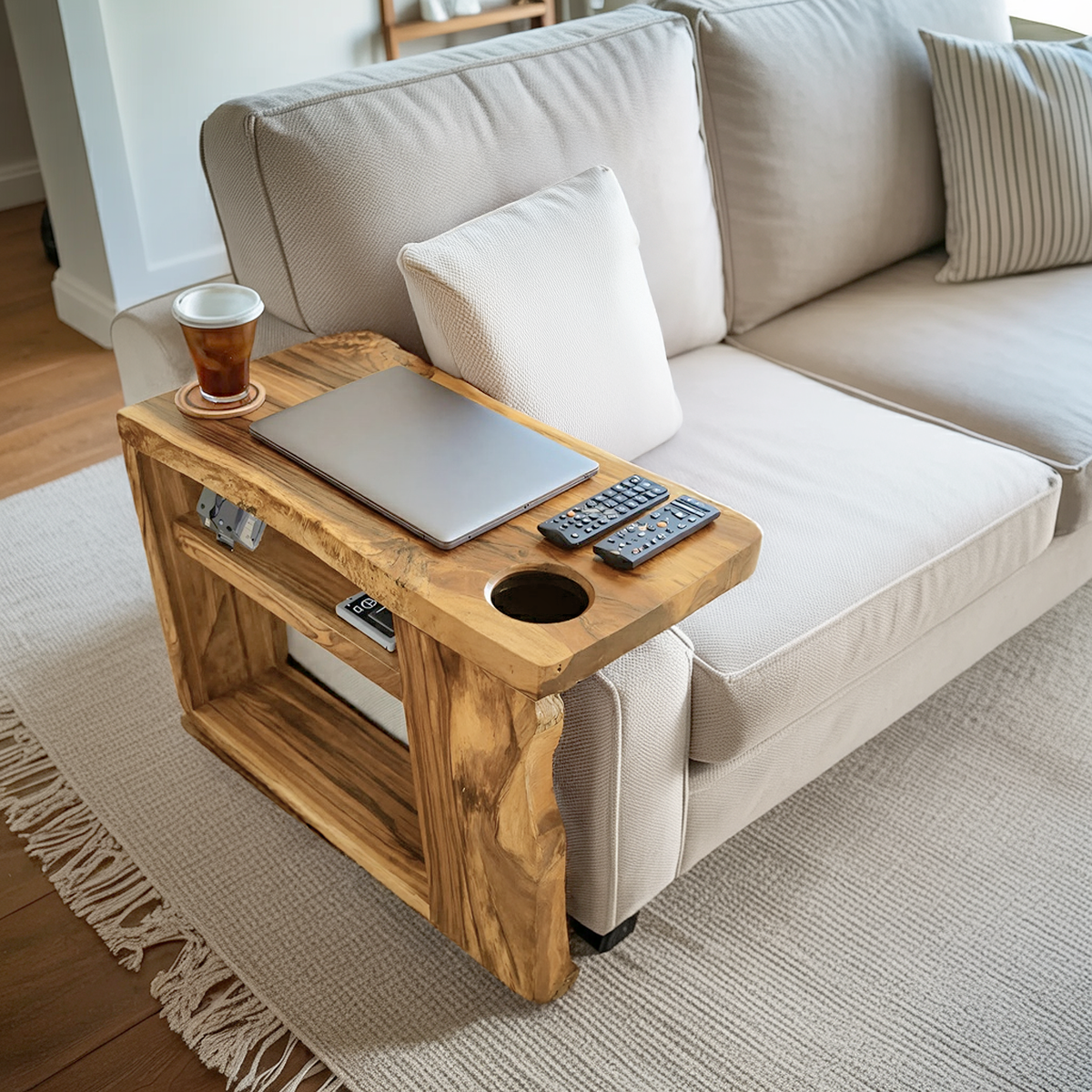 Rustic Handcrafted Wooden Armrest For Sofa Decor – ET Woodcrafts