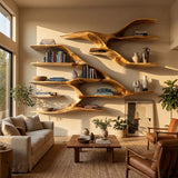 Contemporary Wooden Wall Shelf For Living Room Decor