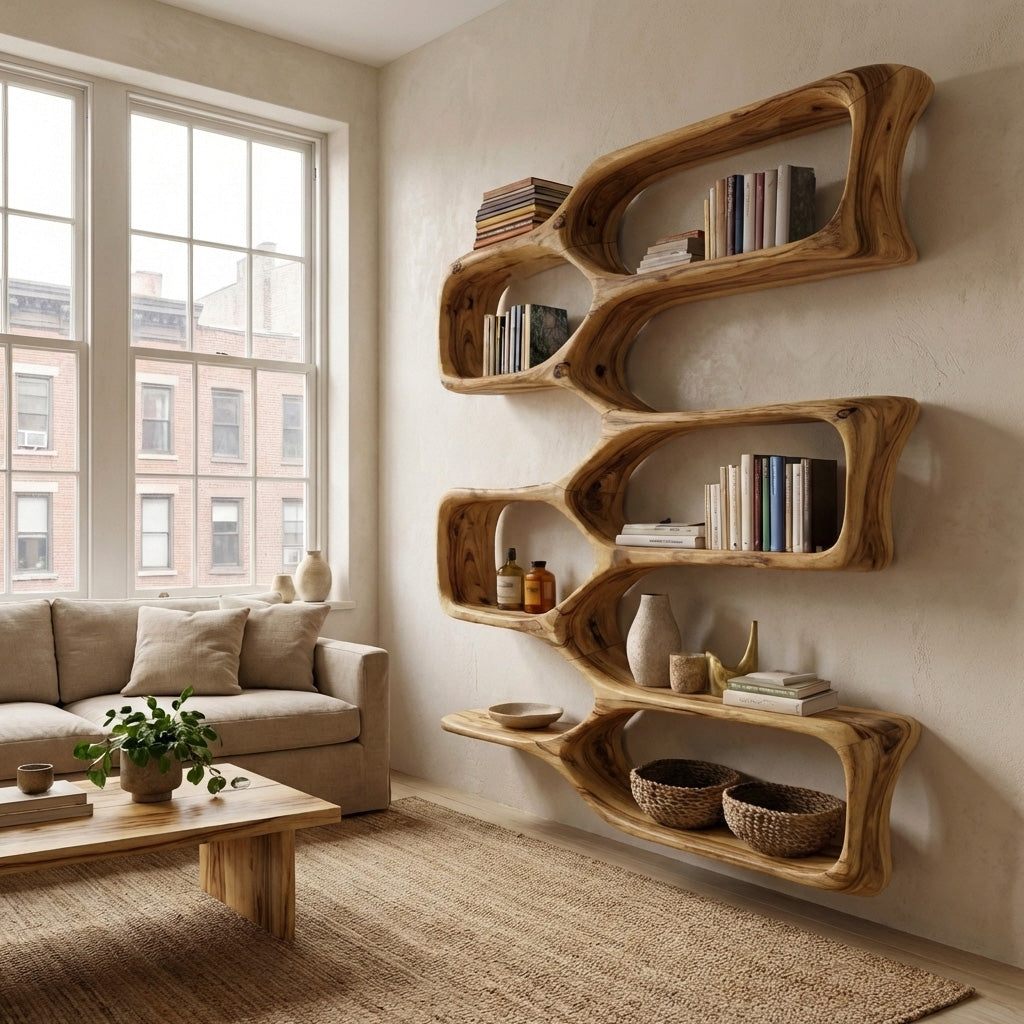 Modern Wooden Wall Shelf For Cozy Living Room Decor
