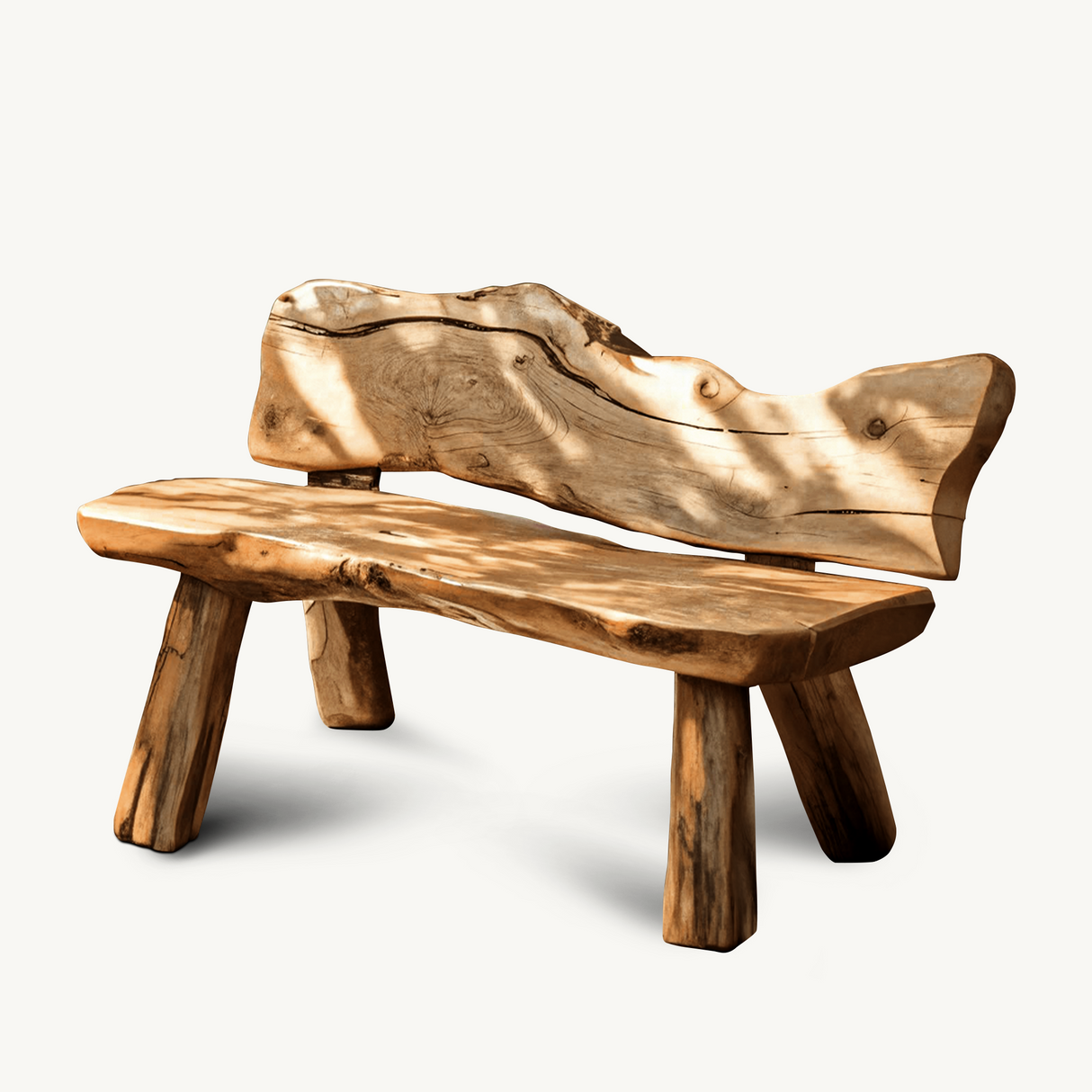 Rustic Live Edge Garden Bench For Patio Backyard And Forest Cabin