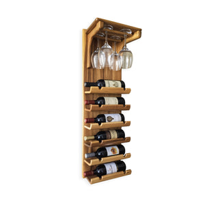 Wall Mounted Wooden Wine Rack With Glass Holder For Kitchen Or Home Bar