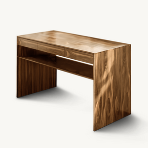 Mid Century Modern Solid Wood Writing Desk With Drawers For Home Office
