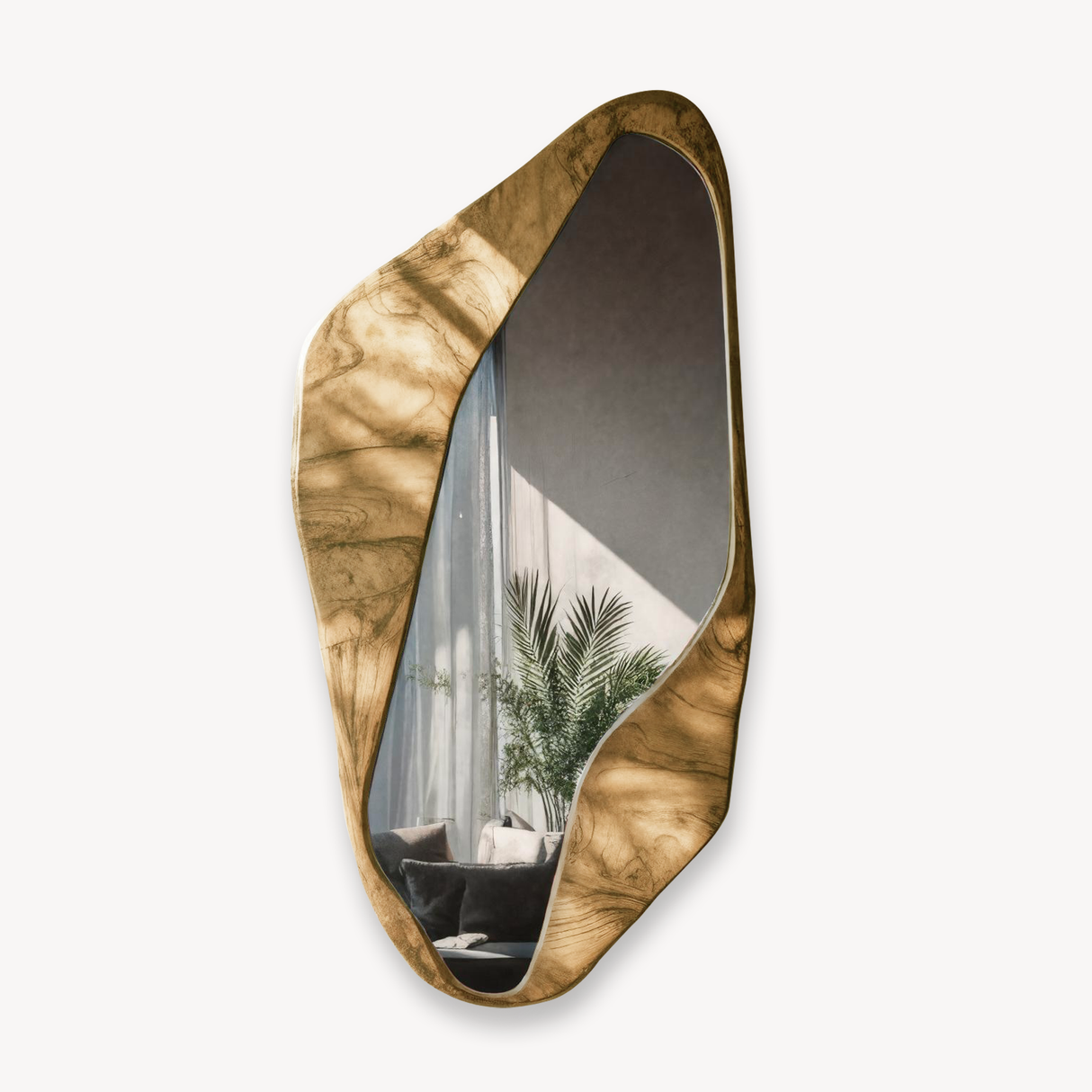 Organic Modern Wall Mirror With Irregular Frame For Living Room And Entryway